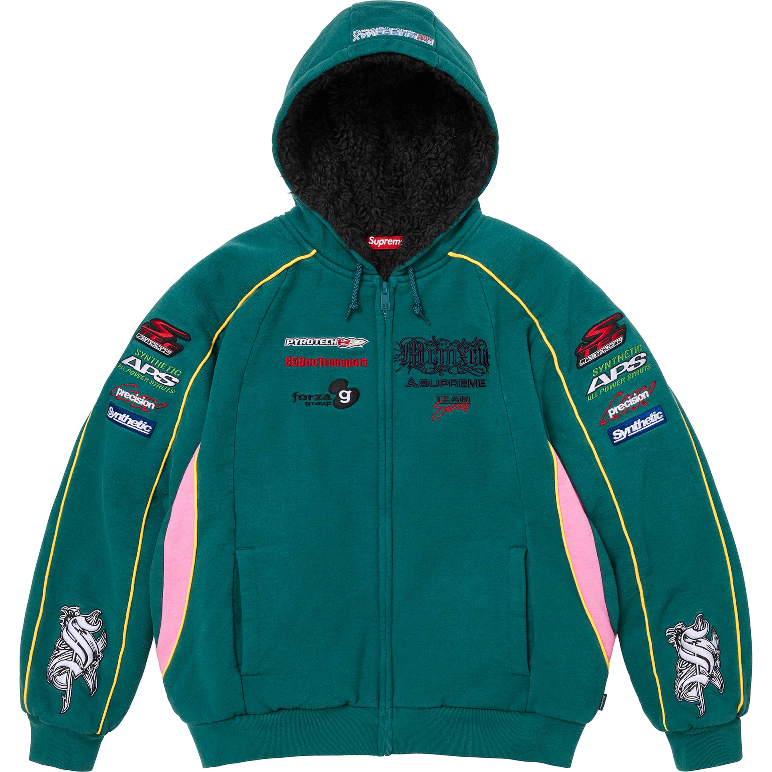 Racing Lined Zip Up Hooded Sweatshirt view 11